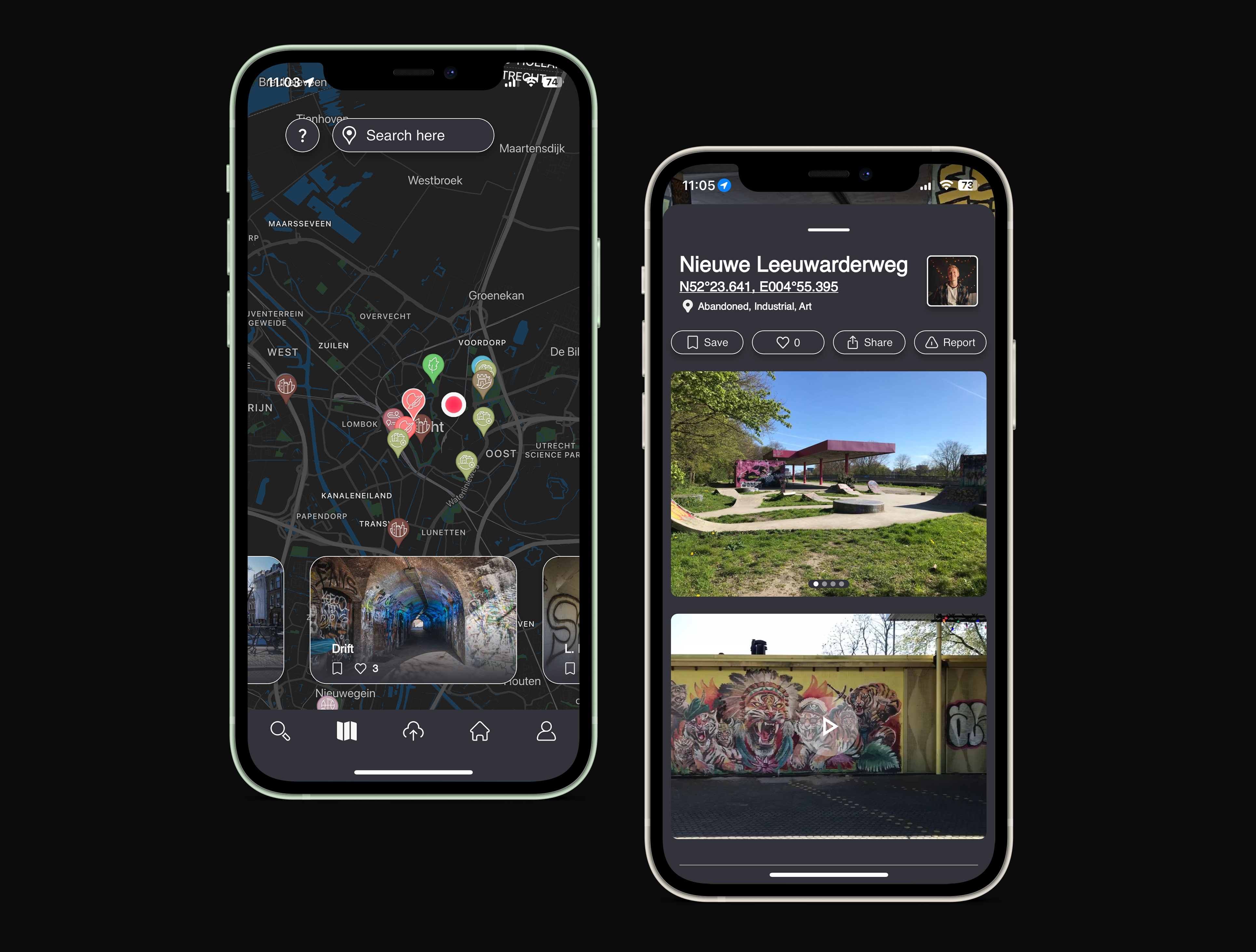 Filmmaker bekijkt filmlocaties en videolocaties in de Film-Point app